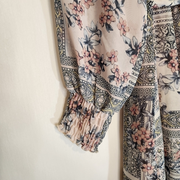 Stella & Ivy Floral Maxi Dress Size 4 Light Blue and Pink Flower - Picture 5 of 9